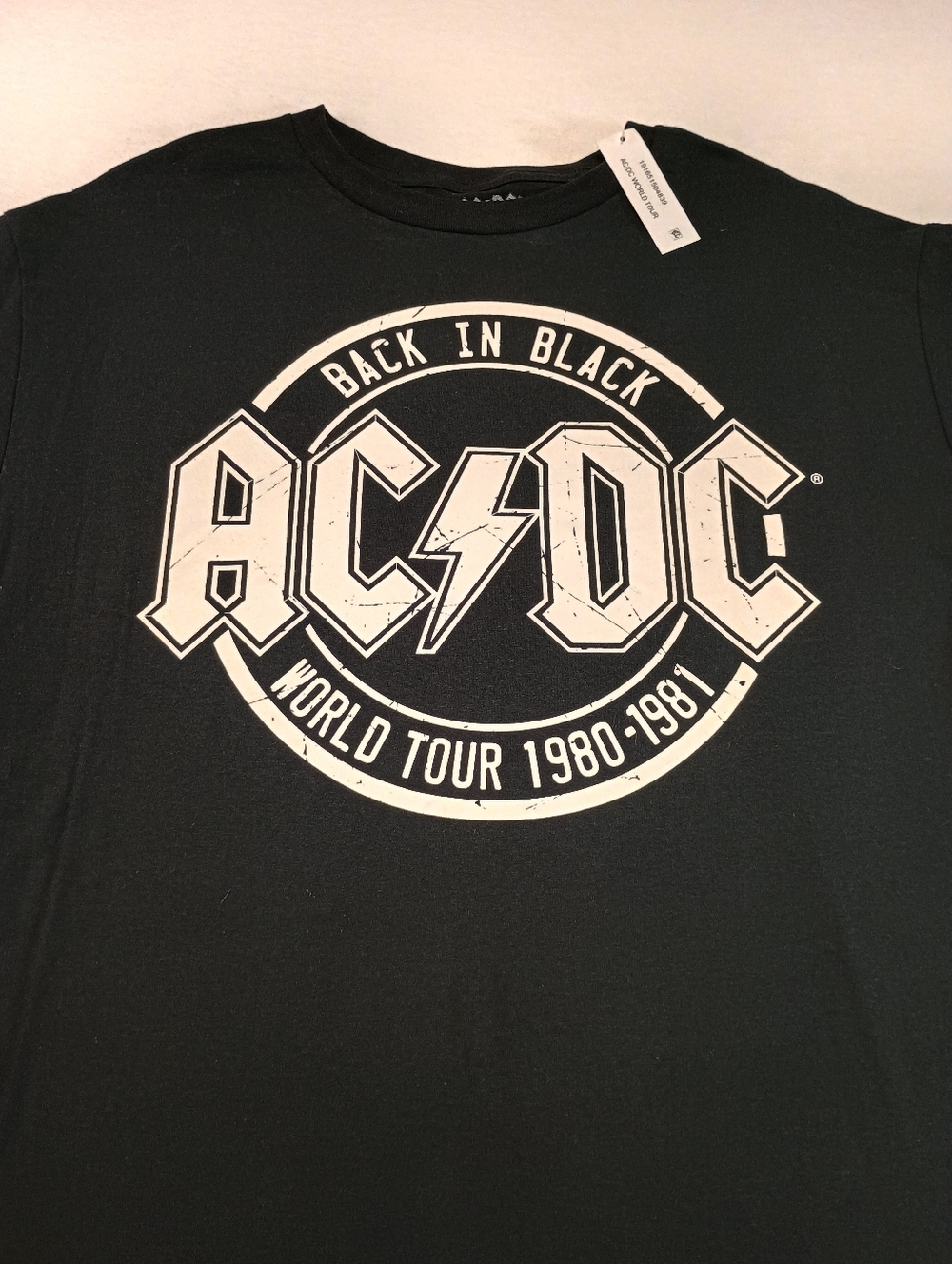 AC/DC Mens L Black 'Back In Black' World Tour Graphic Tee - Picture 2 of 5